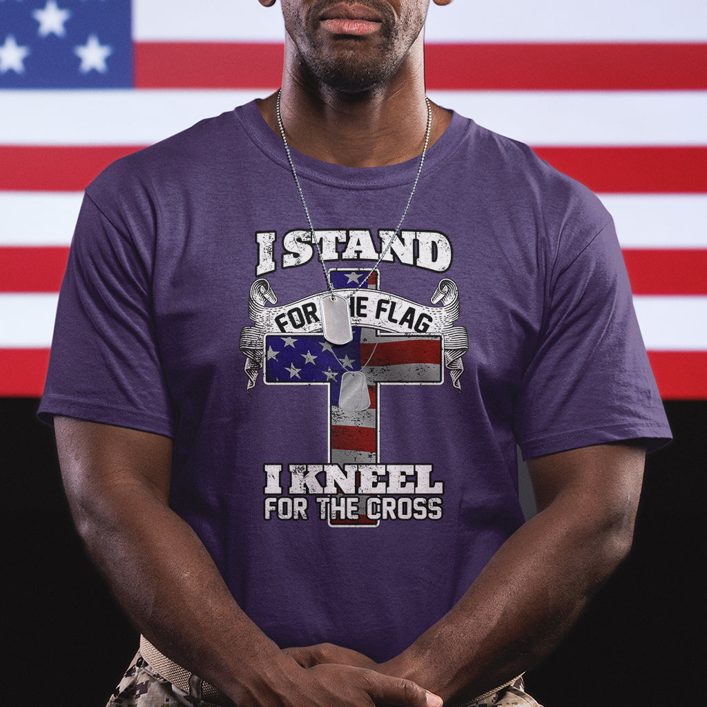 I Stand For The Flag I Kneel For The Cross God Christian T Shirt - Wonder Print Shop