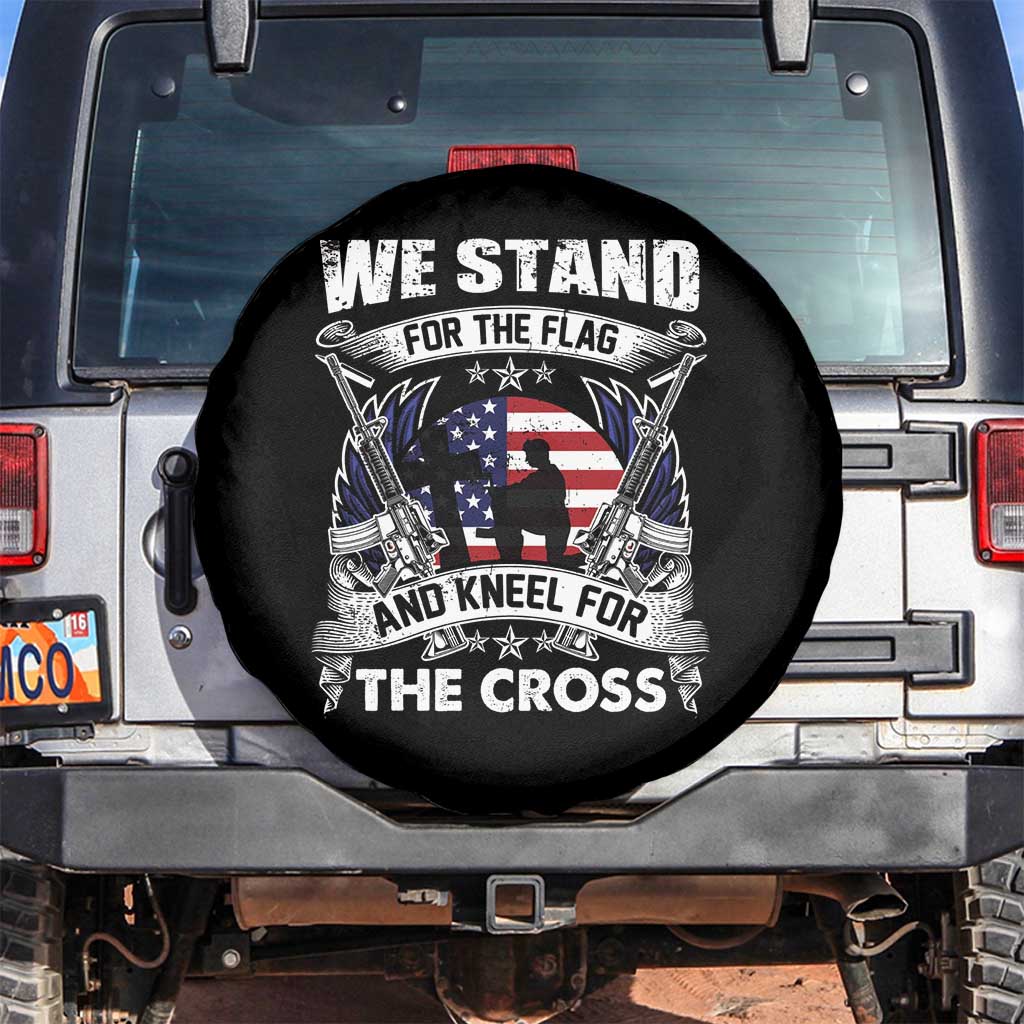 Patriotic Christian Spare Tire Cover We Stand For The Flag And Kneel For The Cross Faith American Flag