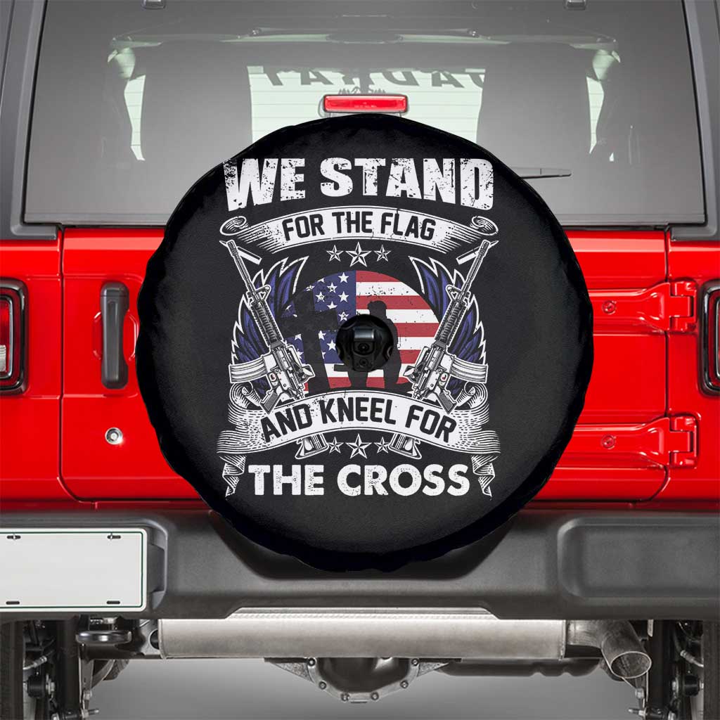 Patriotic Christian Spare Tire Cover We Stand For The Flag And Kneel For The Cross Faith American Flag
