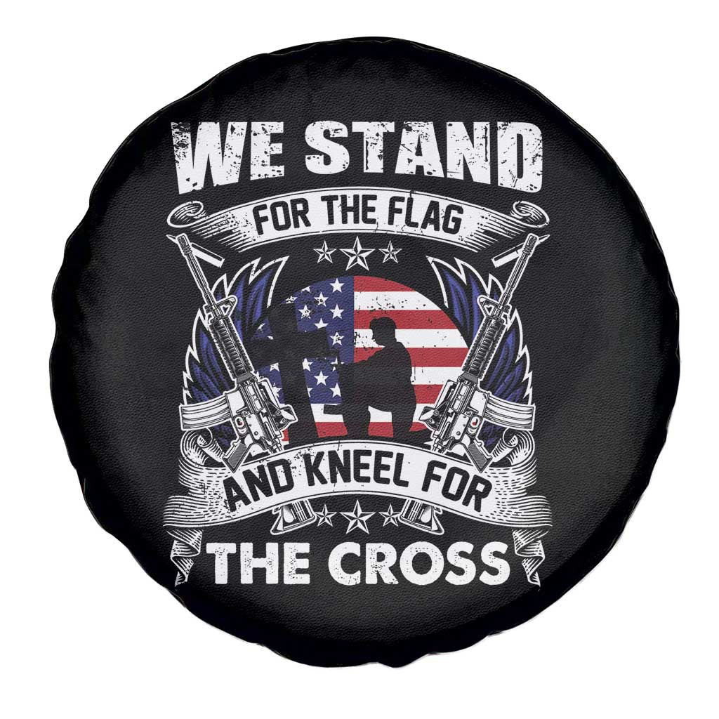 Patriotic Christian Spare Tire Cover We Stand For The Flag And Kneel For The Cross Faith American Flag
