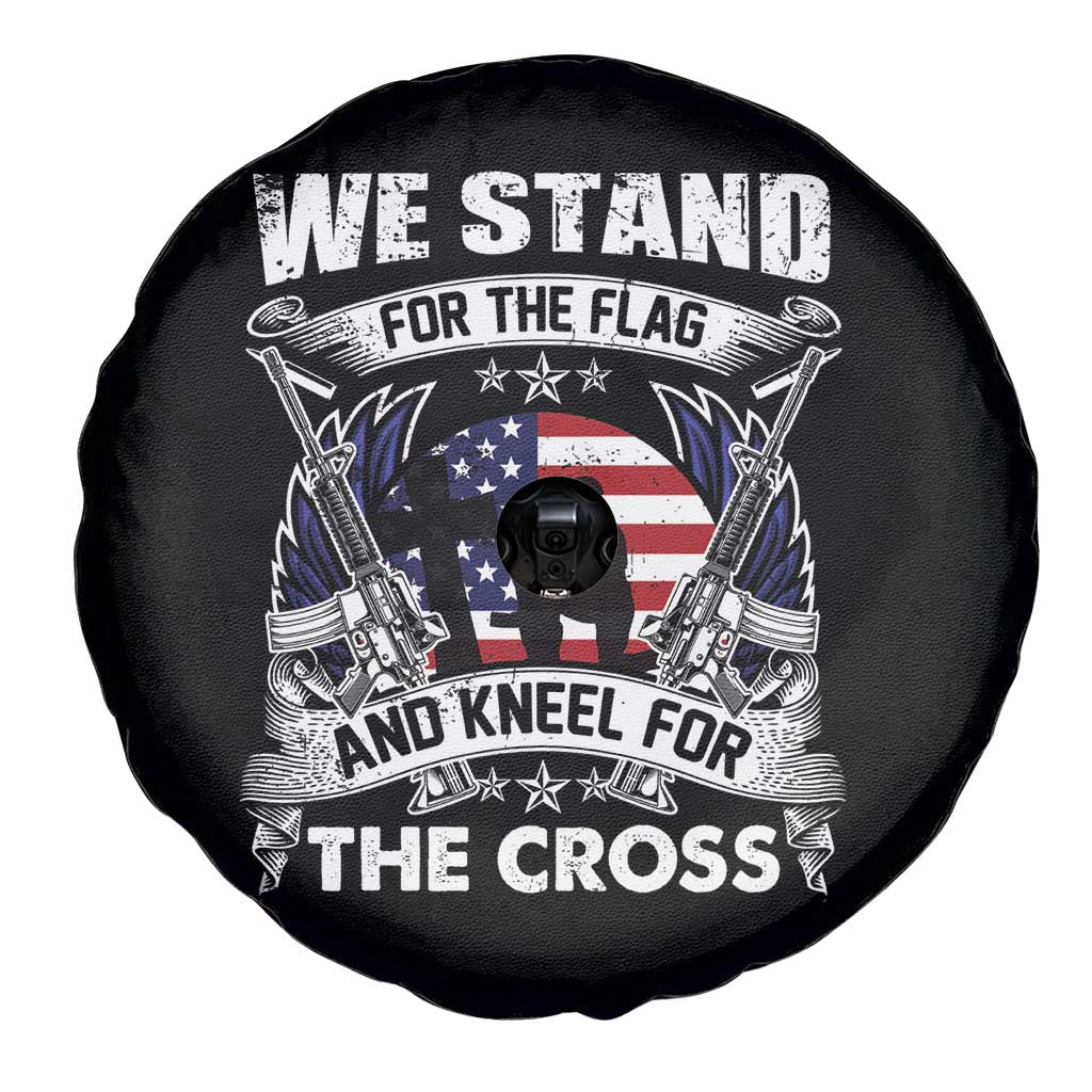 Patriotic Christian Spare Tire Cover We Stand For The Flag And Kneel For The Cross Faith American Flag