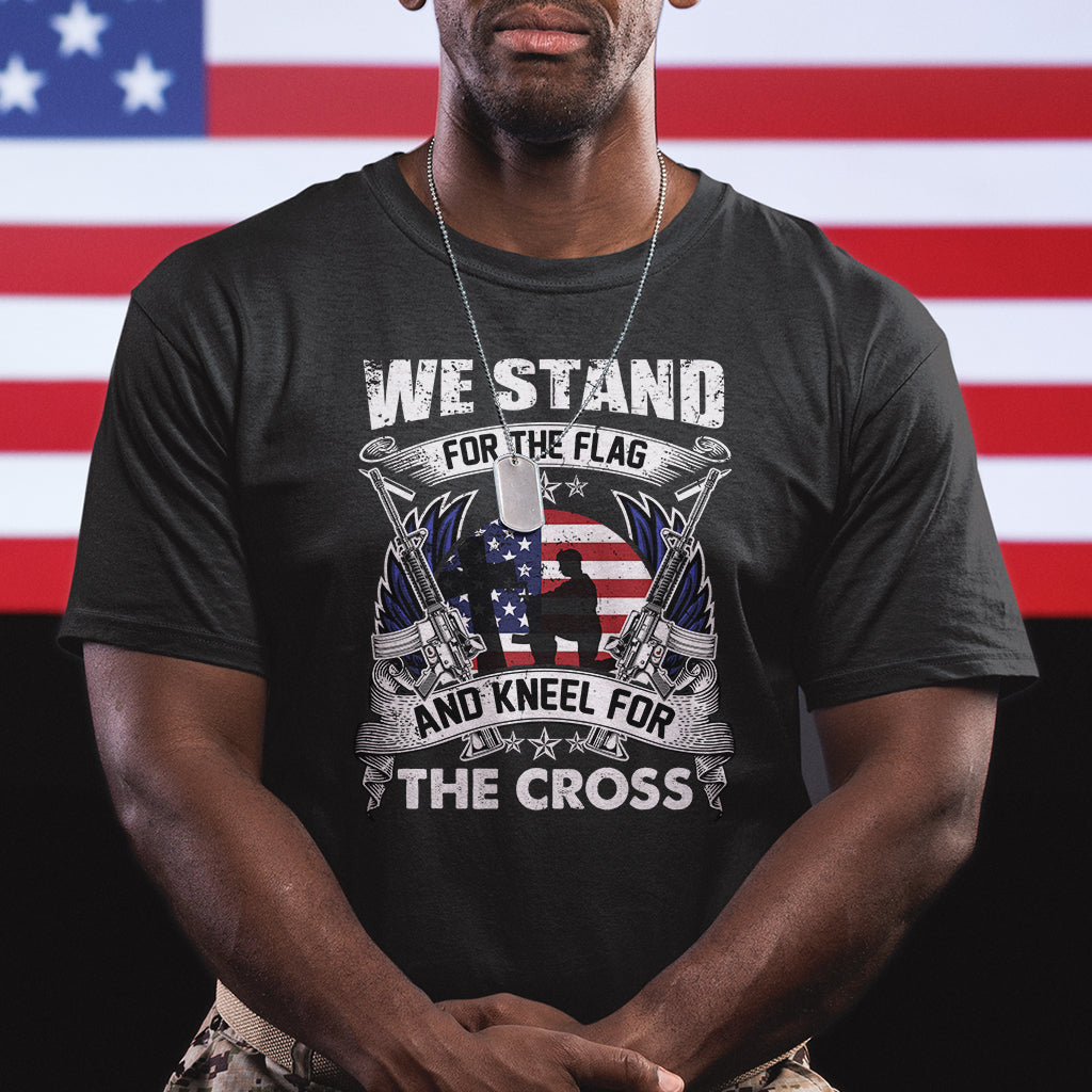 I Stand For The Flag And Kneel For The Cross Christian Faith T Shirt - Wonder Print Shop