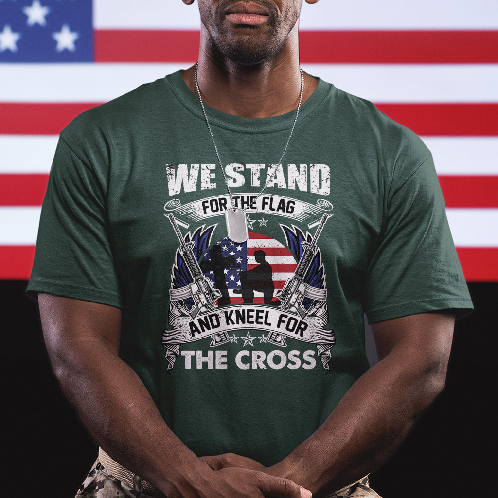 I Stand For The Flag And Kneel For The Cross Christian Faith T Shirt - Wonder Print Shop