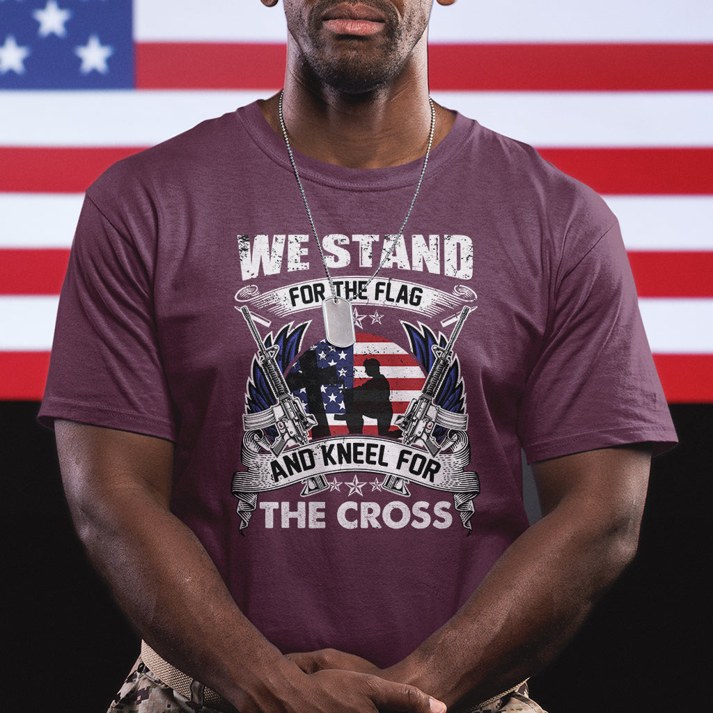 I Stand For The Flag And Kneel For The Cross Christian Faith T Shirt - Wonder Print Shop
