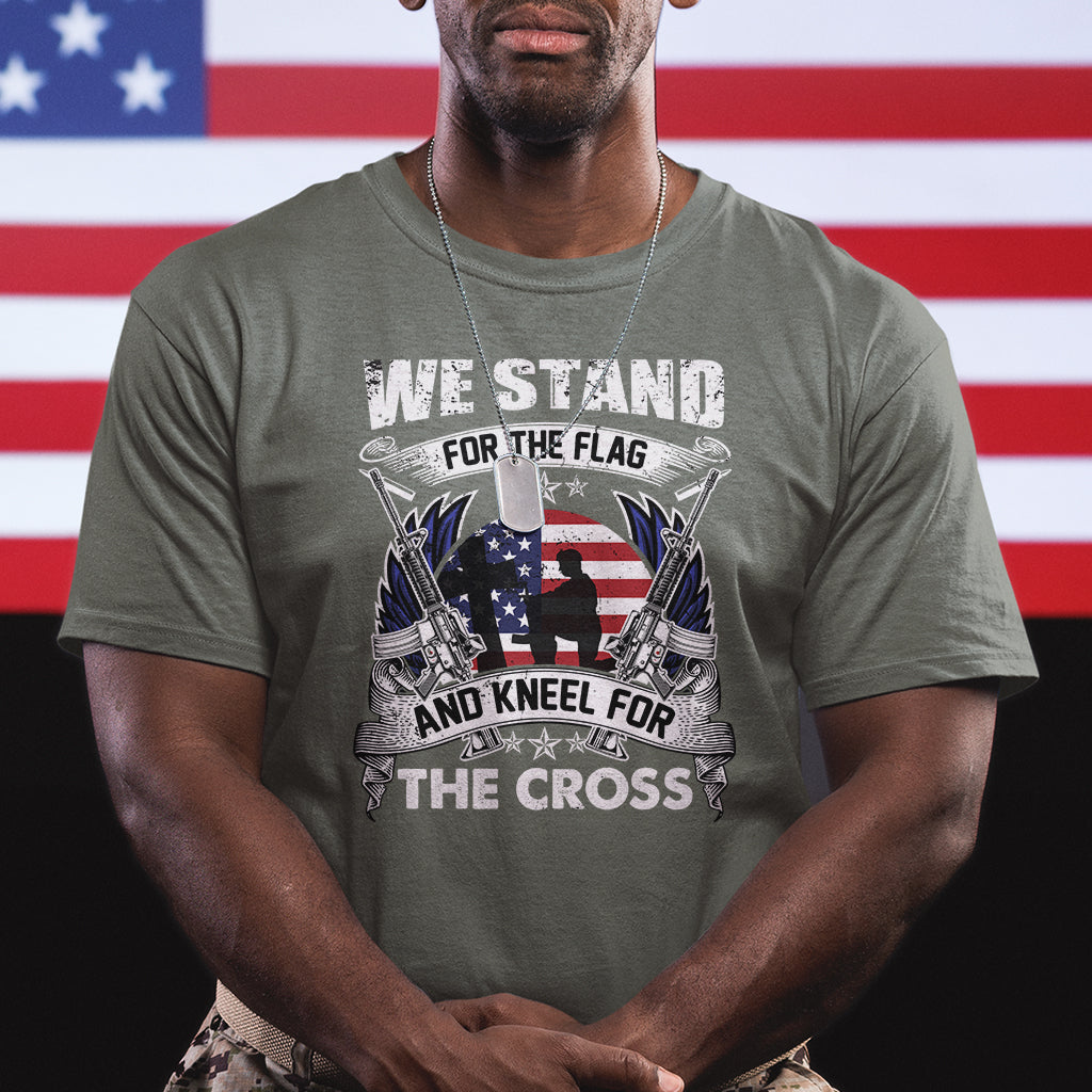 I Stand For The Flag And Kneel For The Cross Christian Faith T Shirt - Wonder Print Shop