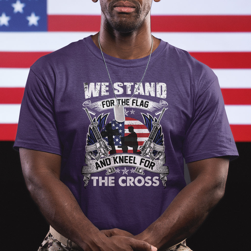 I Stand For The Flag And Kneel For The Cross Christian Faith T Shirt - Wonder Print Shop