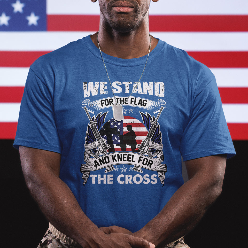 I Stand For The Flag And Kneel For The Cross Christian Faith T Shirt - Wonder Print Shop