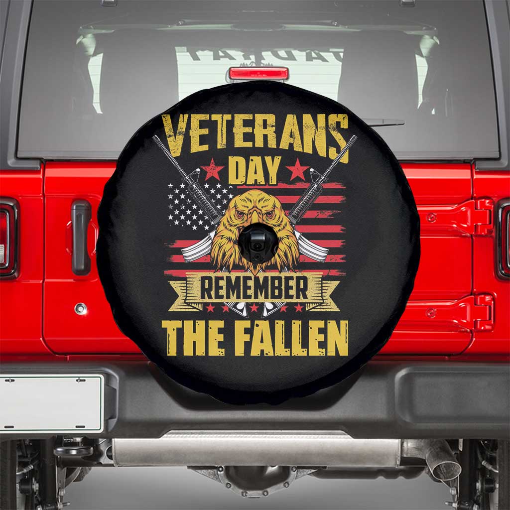Veterans Day Spare Tire Cover Remember The Fallen US Flag Eagle Honor Heroes