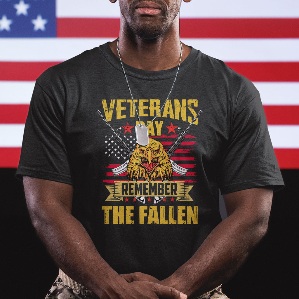 Remember The Fallen Veterans Day US Flag Eagle Honor Heroes T Shirt - Wonder Print Shop
