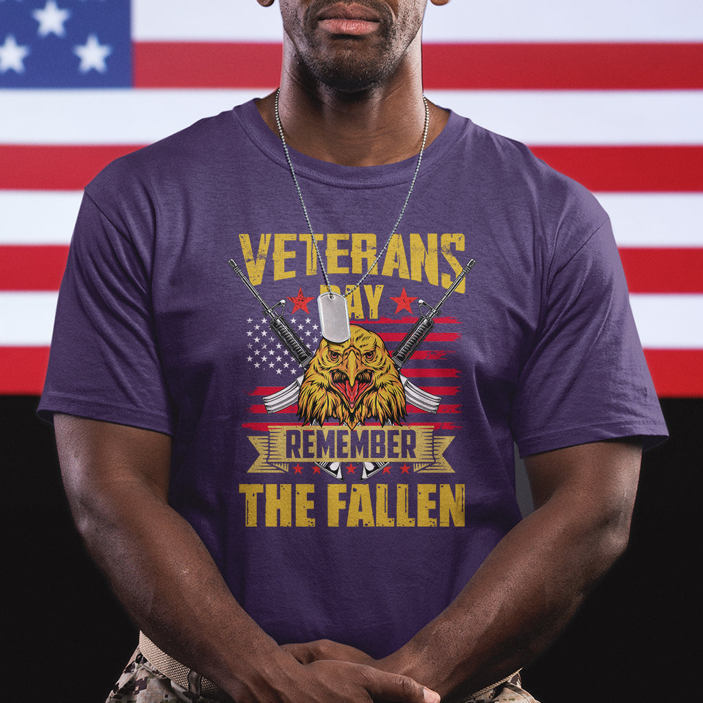 Remember The Fallen Veterans Day US Flag Eagle Honor Heroes T Shirt - Wonder Print Shop
