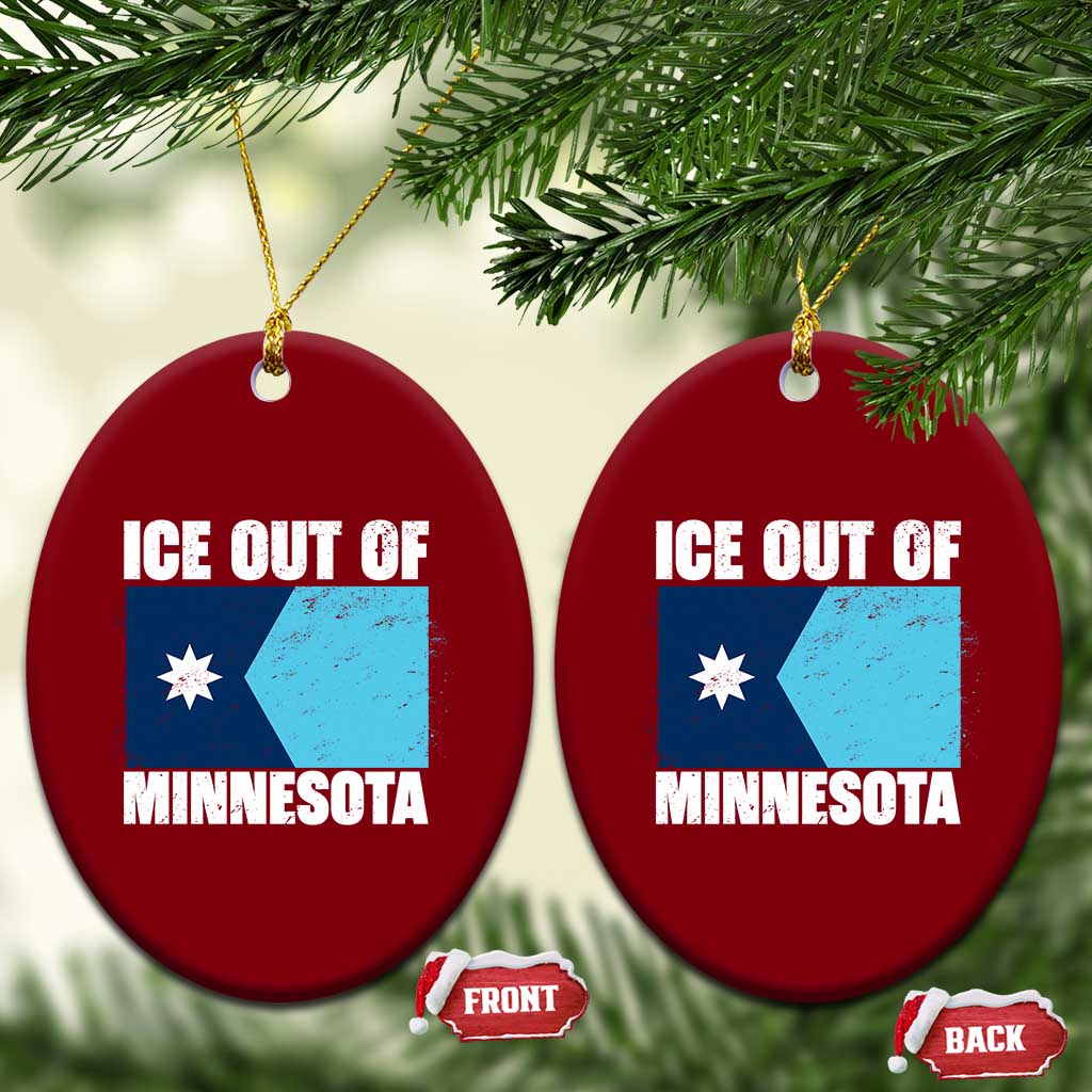 Ice Out Of Minnesota Ceramic Ornament State Flag Minneapolis Justice and Resistance