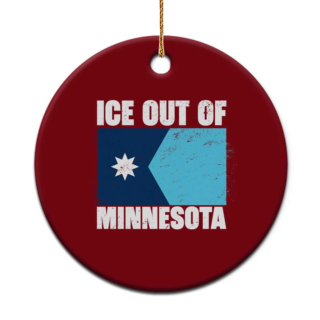 Ice Out Of Minnesota Ceramic Ornament State Flag Minneapolis Justice and Resistance