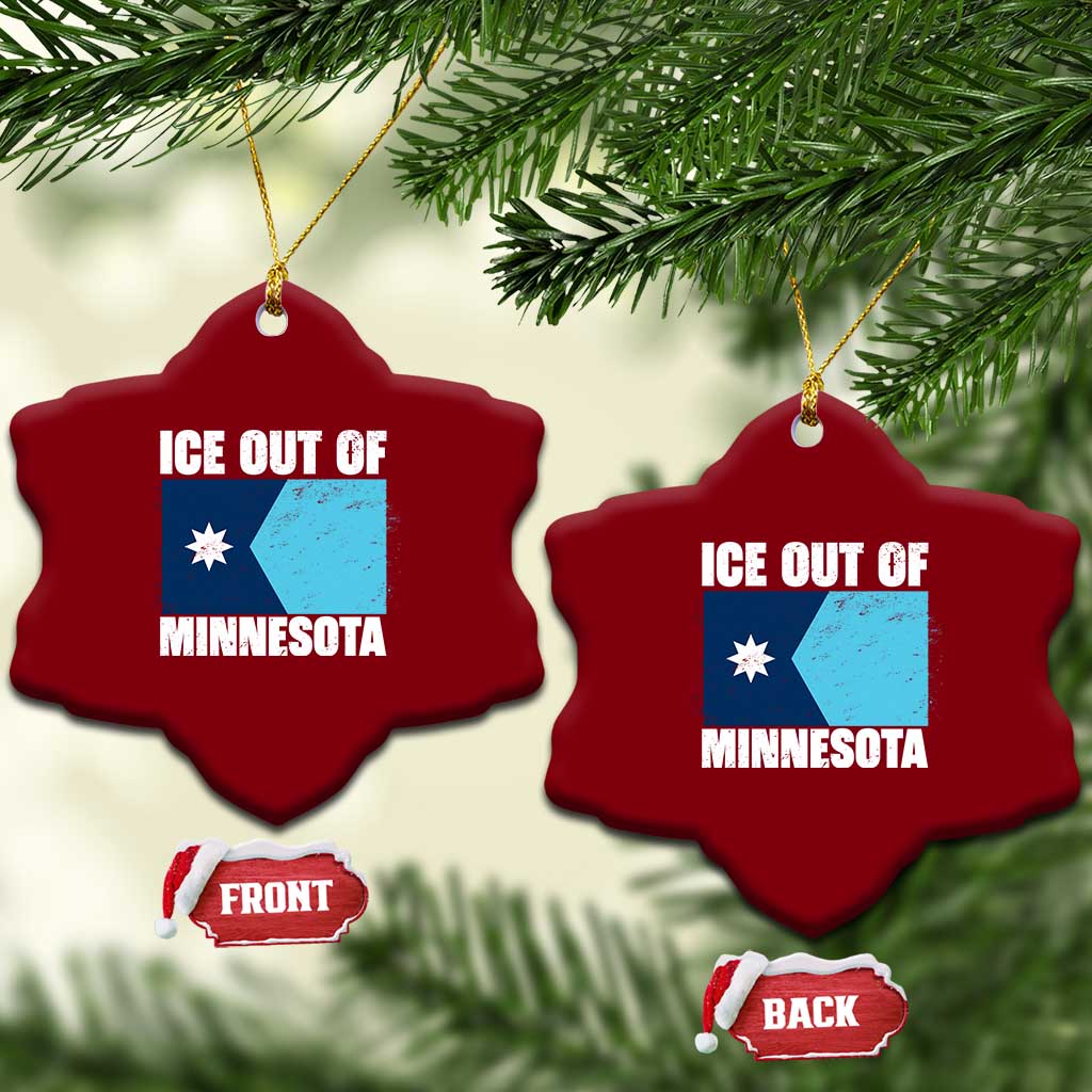 Ice Out Of Minnesota Ceramic Ornament State Flag Minneapolis Justice and Resistance