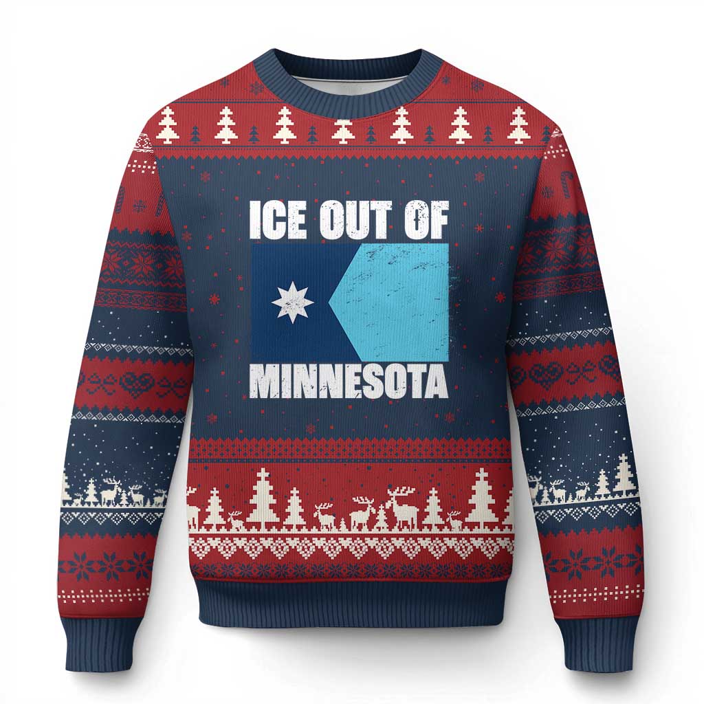 Ice Out Of Minnesota Ugly Christmas Sweater State Flag Minneapolis Justice and Resistance