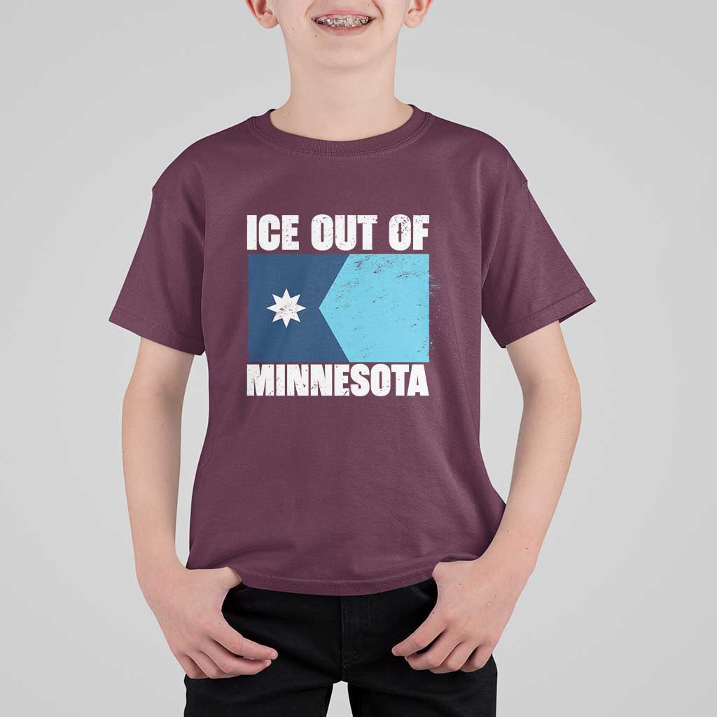 Ice Out Of Minnesota T Shirt For Kid State Flag Minneapolis Justice and Resistance