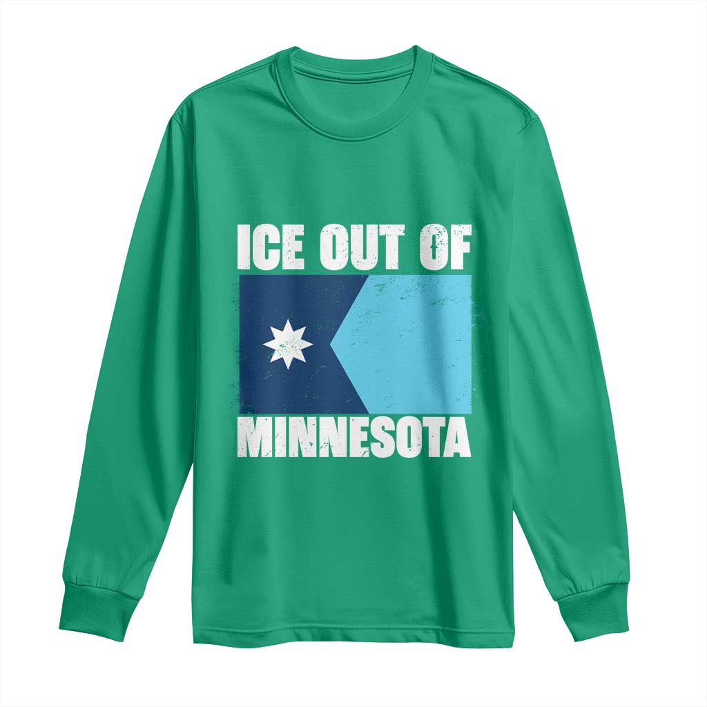 Ice Out Of Minnesota Long Sleeve Shirt State Flag Minneapolis Justice and Resistance