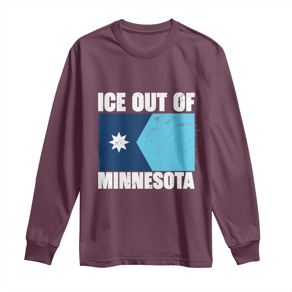 Ice Out Of Minnesota Long Sleeve Shirt State Flag Minneapolis Justice and Resistance