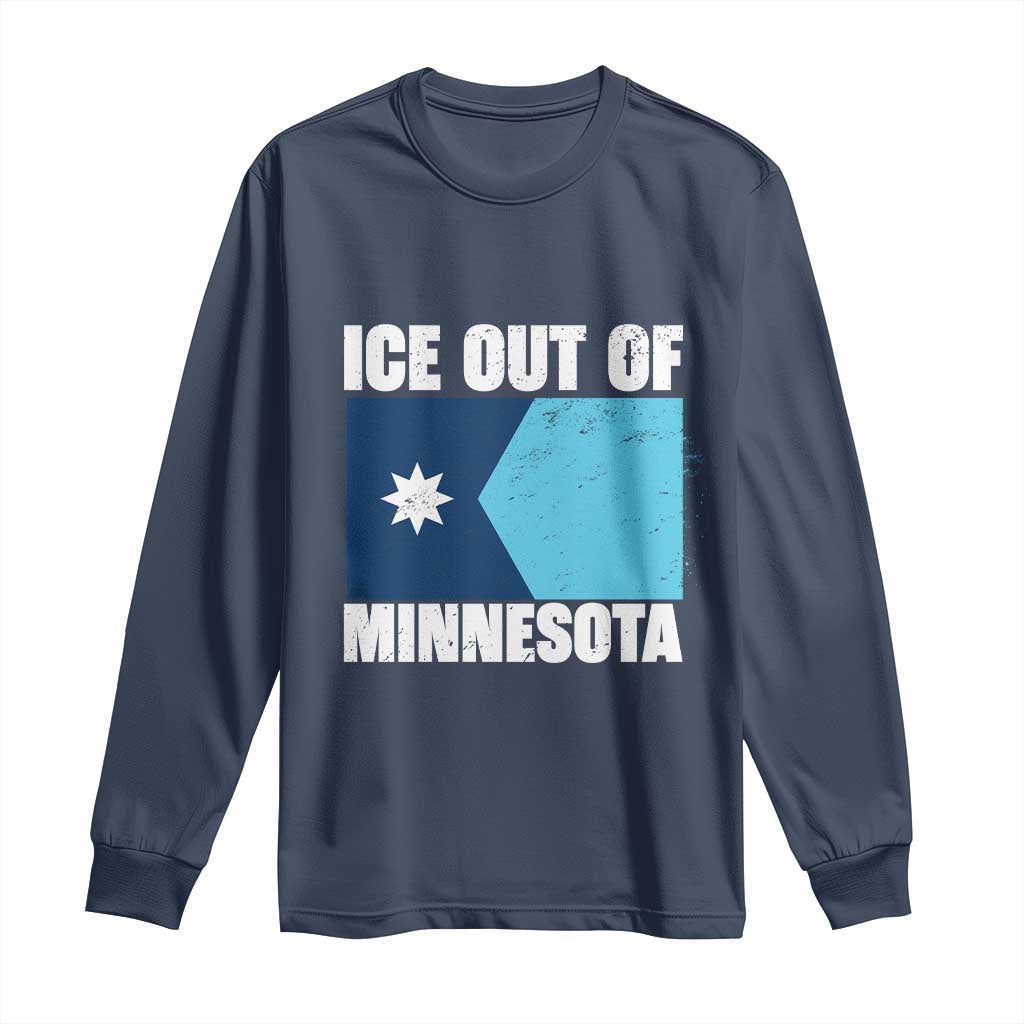 Ice Out Of Minnesota Long Sleeve Shirt State Flag Minneapolis Justice and Resistance