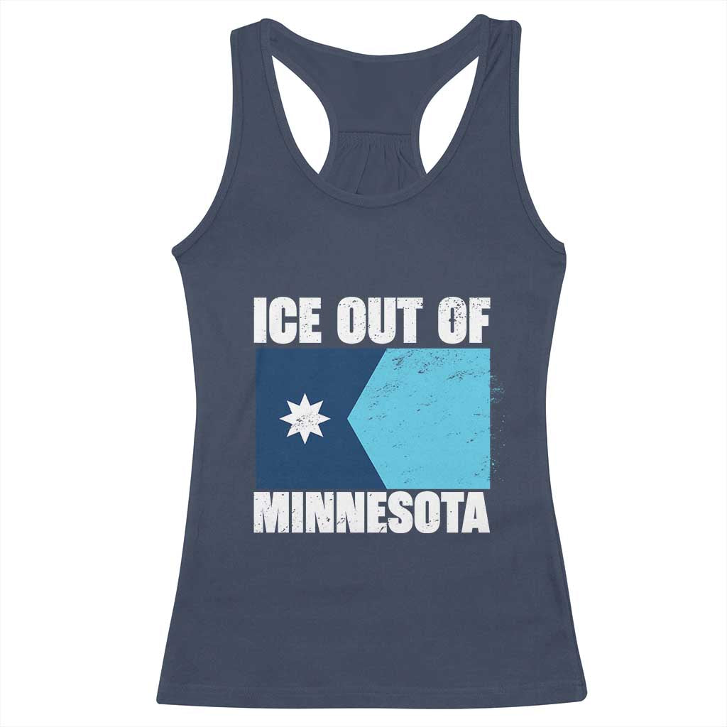 Ice Out Of Minnesota Racerback Tank Top State Flag Minneapolis Justice and Resistance
