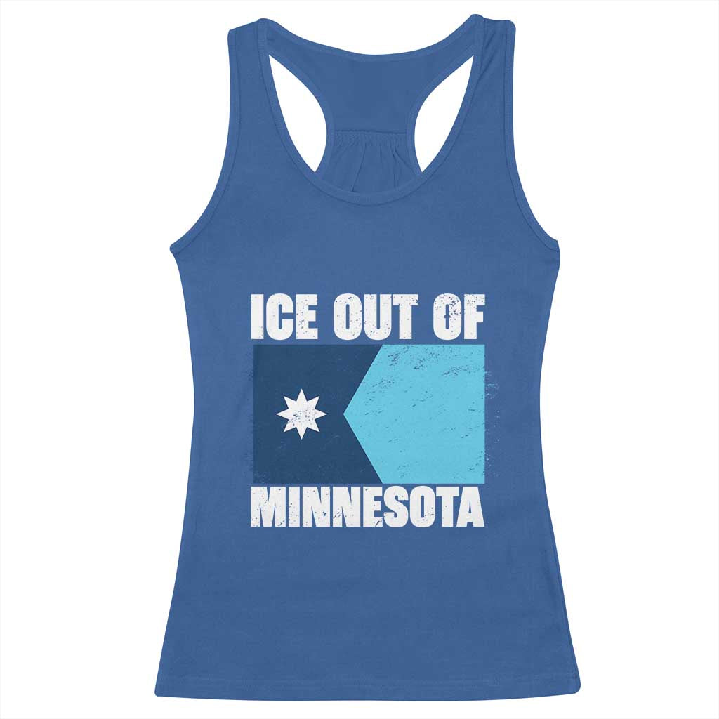 Ice Out Of Minnesota Racerback Tank Top State Flag Minneapolis Justice and Resistance