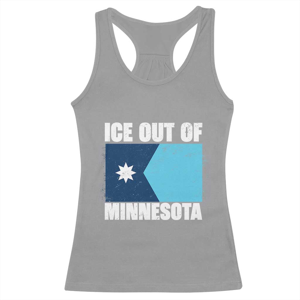 Ice Out Of Minnesota Racerback Tank Top State Flag Minneapolis Justice and Resistance