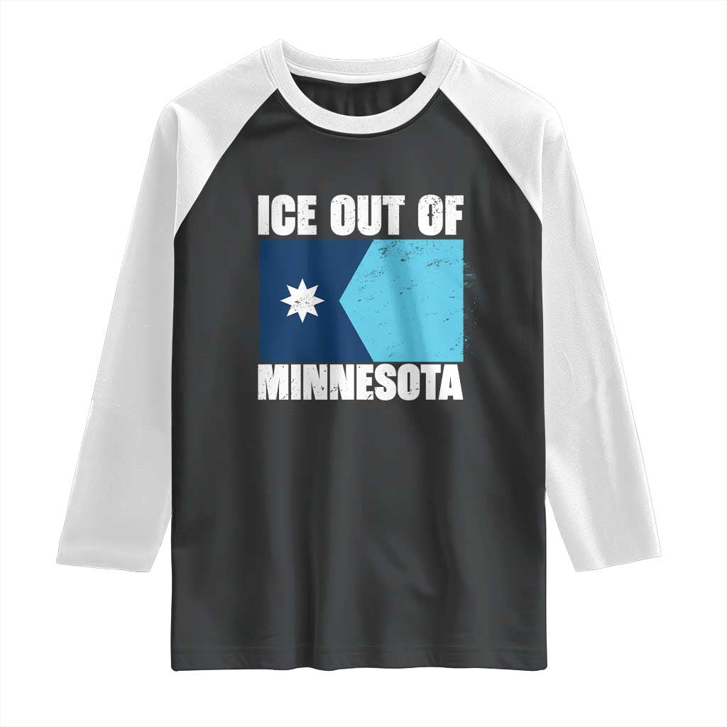 Ice Out Of Minnesota Raglan Shirt State Flag Minneapolis Justice and Resistance