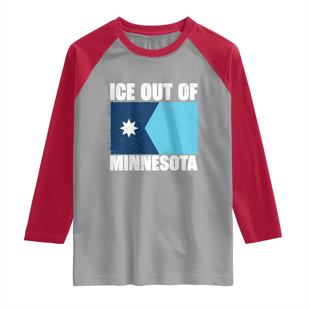 Ice Out Of Minnesota Raglan Shirt State Flag Minneapolis Justice and Resistance