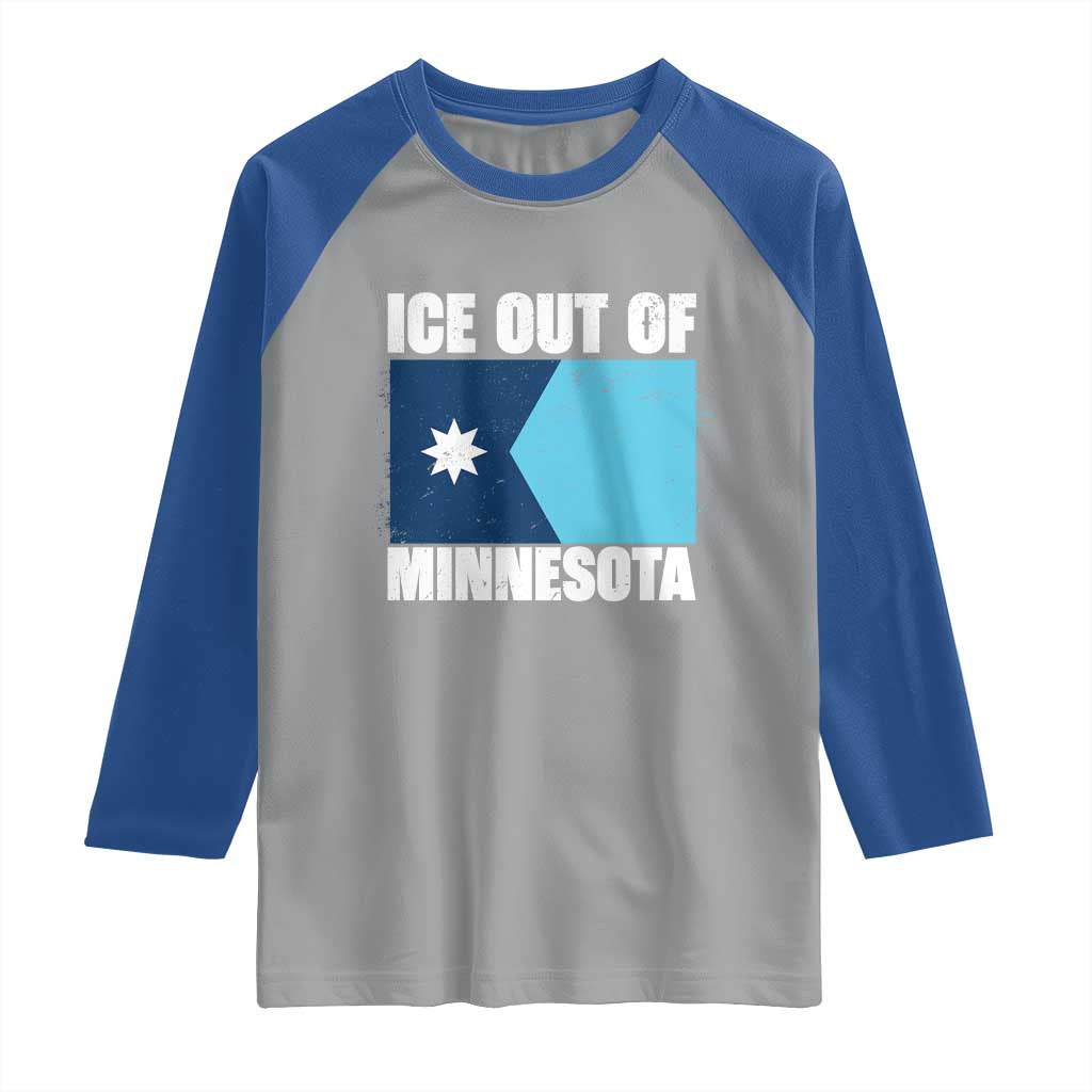 Ice Out Of Minnesota Raglan Shirt State Flag Minneapolis Justice and Resistance
