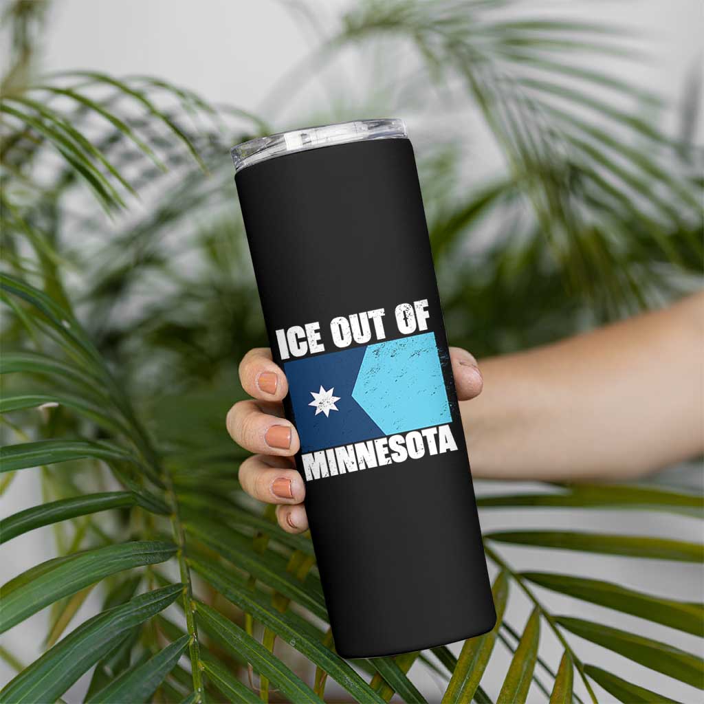 Ice Out Of Minnesota Skinny Tumbler State Flag Minneapolis Justice and Resistance