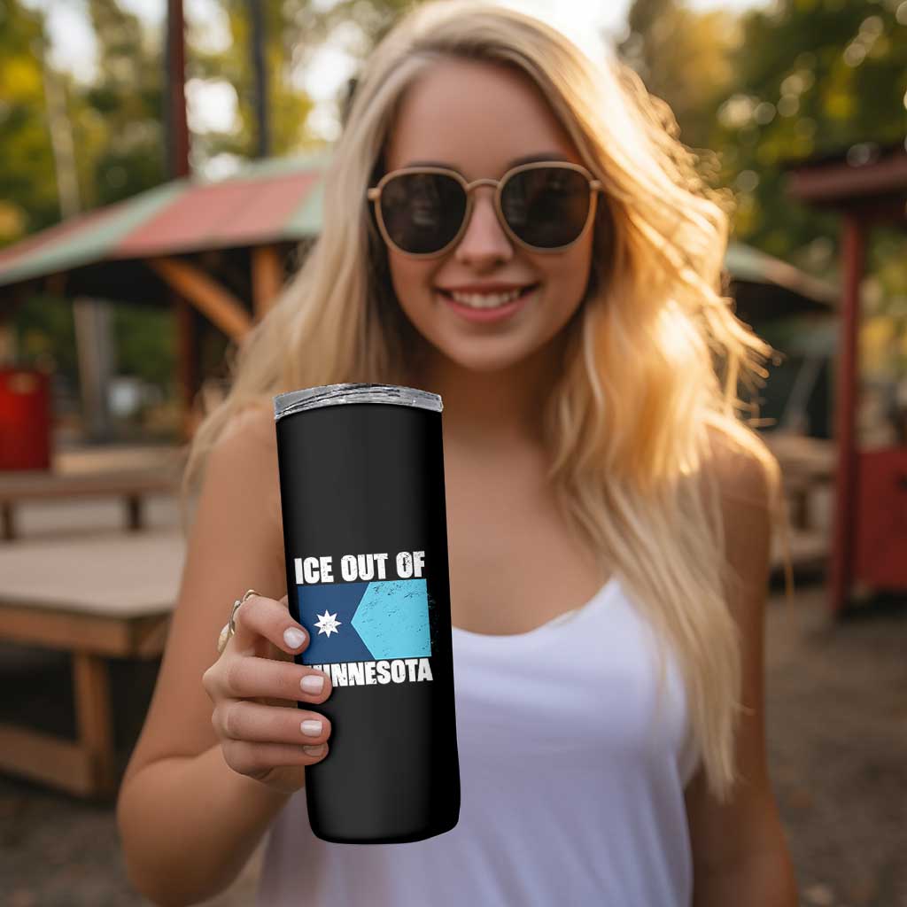 Ice Out Of Minnesota Skinny Tumbler State Flag Minneapolis Justice and Resistance