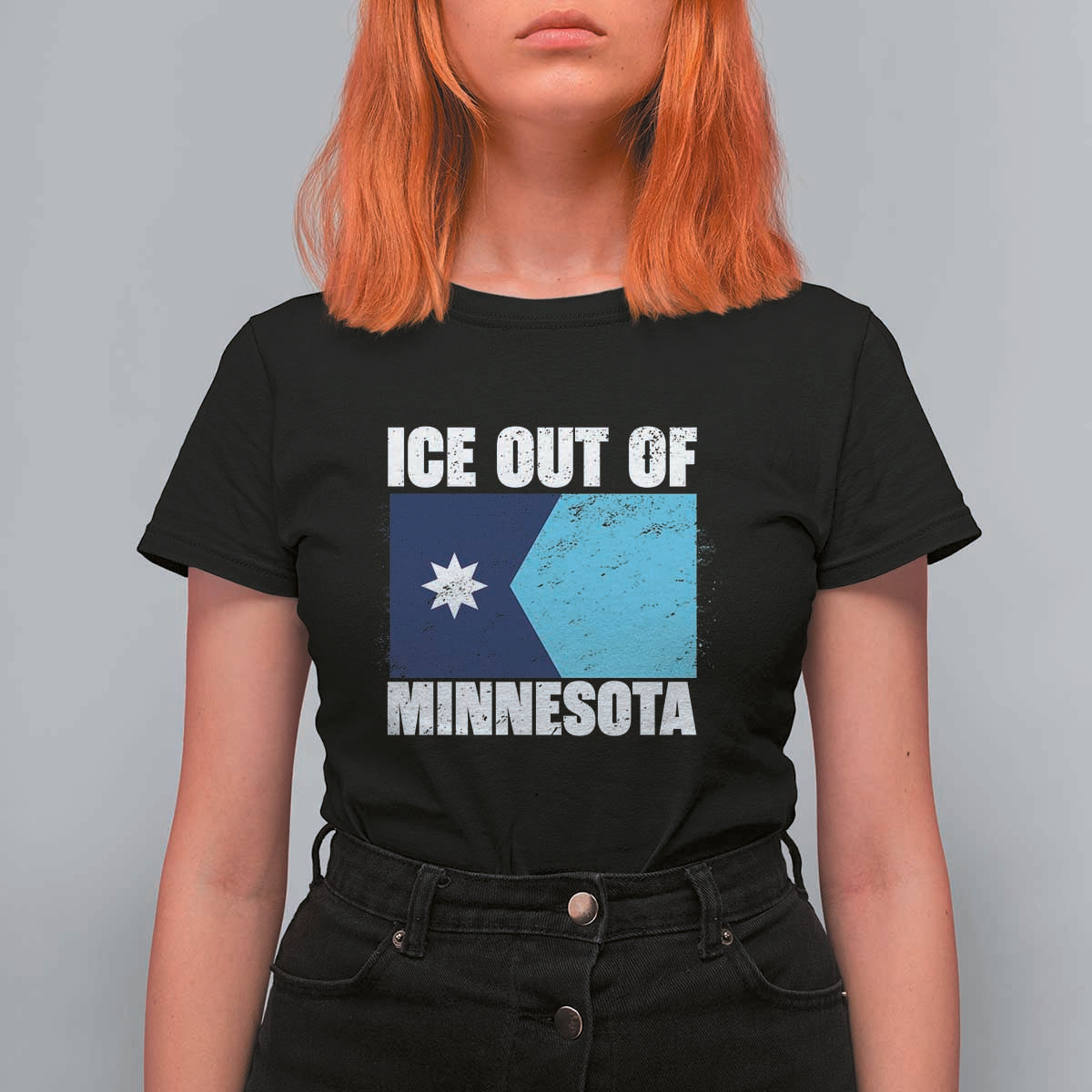 Ice Out Of Minnesota T Shirt For Women State Flag Minneapolis Justice and Resistance