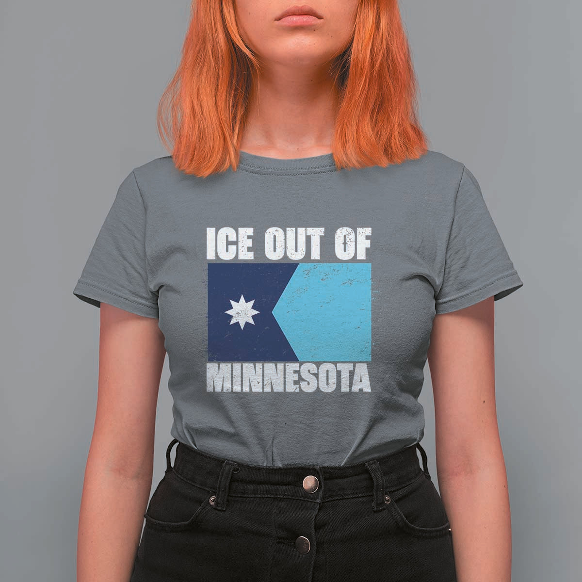 Ice Out Of Minnesota T Shirt For Women State Flag Minneapolis Justice and Resistance