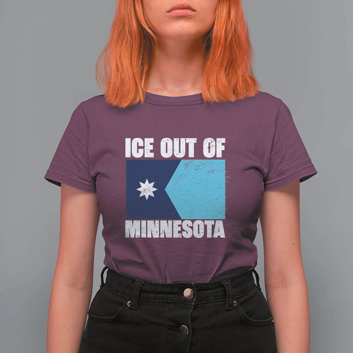 Ice Out Of Minnesota T Shirt For Women State Flag Minneapolis Justice and Resistance
