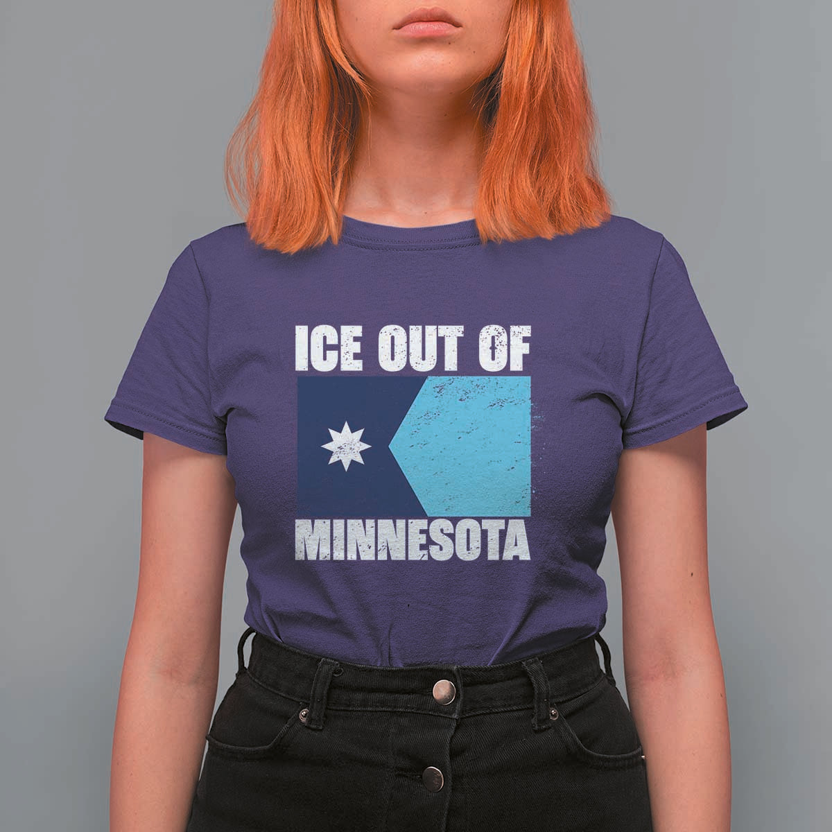 Ice Out Of Minnesota T Shirt For Women State Flag Minneapolis Justice and Resistance