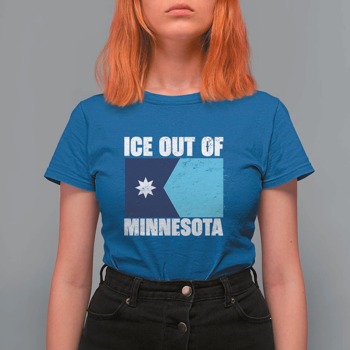 Ice Out Of Minnesota T Shirt For Women State Flag Minneapolis Justice and Resistance