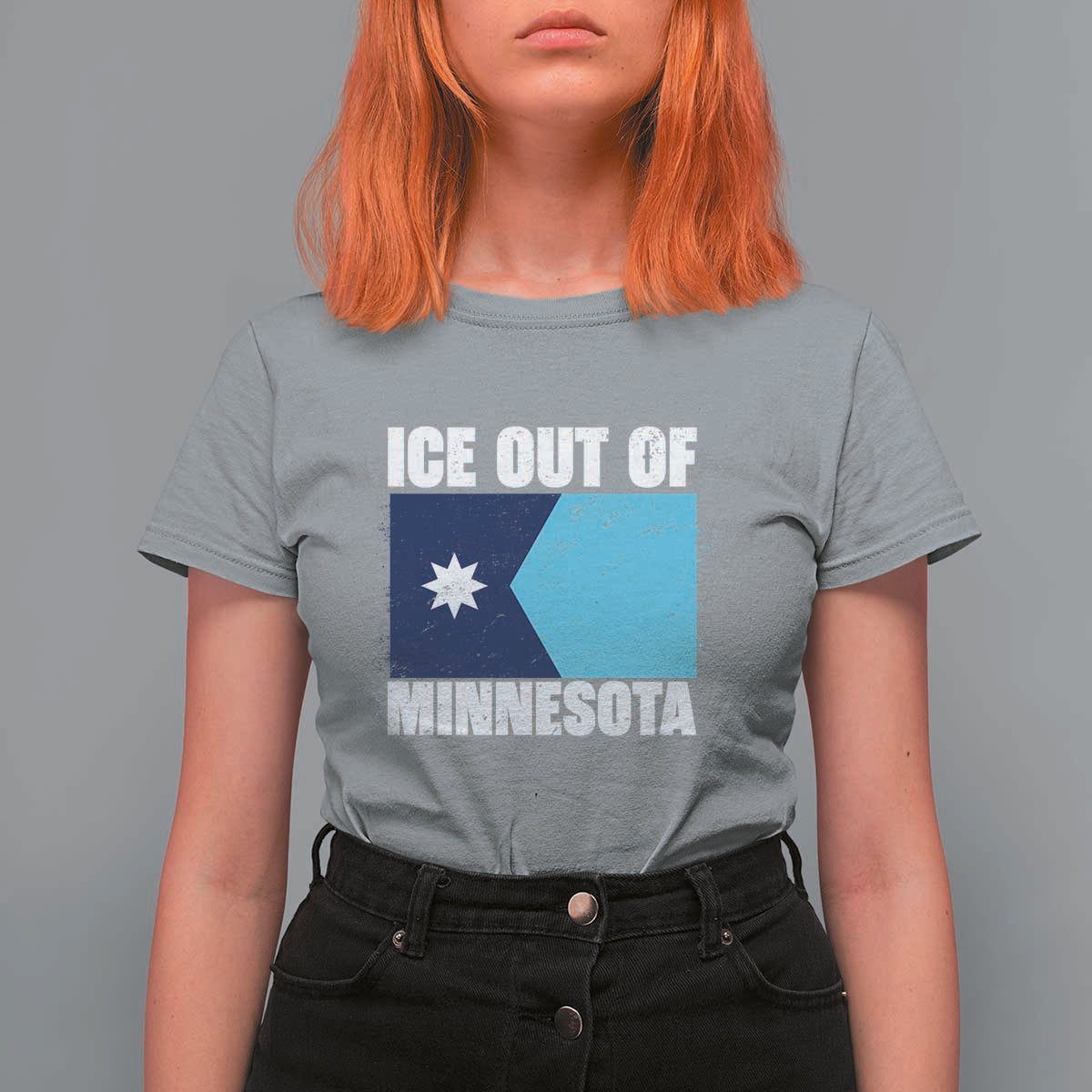 Ice Out Of Minnesota T Shirt For Women State Flag Minneapolis Justice and Resistance