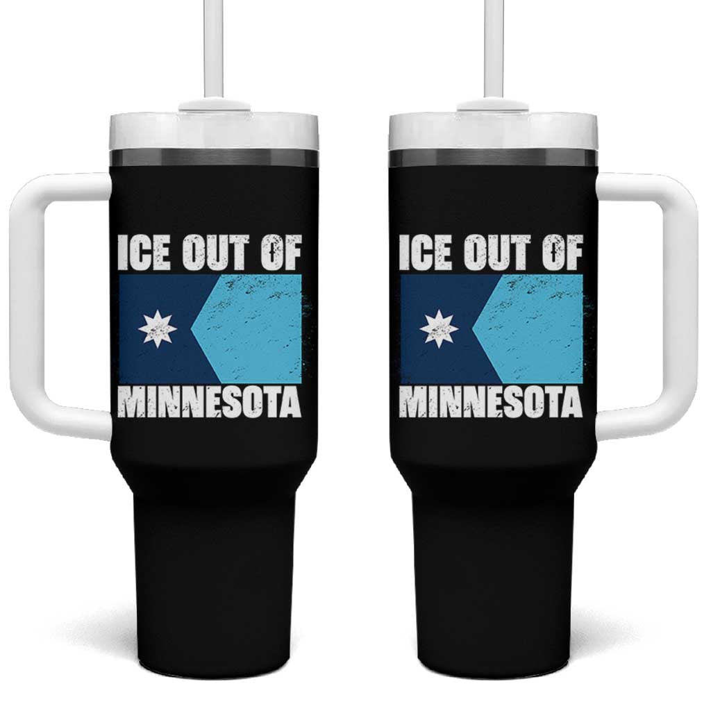 Ice Out Of Minnesota Tumbler With Handle State Flag Minneapolis Justice and Resistance