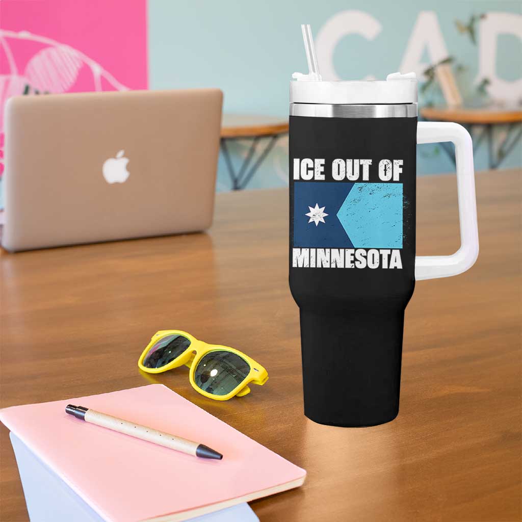 Ice Out Of Minnesota Tumbler With Handle State Flag Minneapolis Justice and Resistance