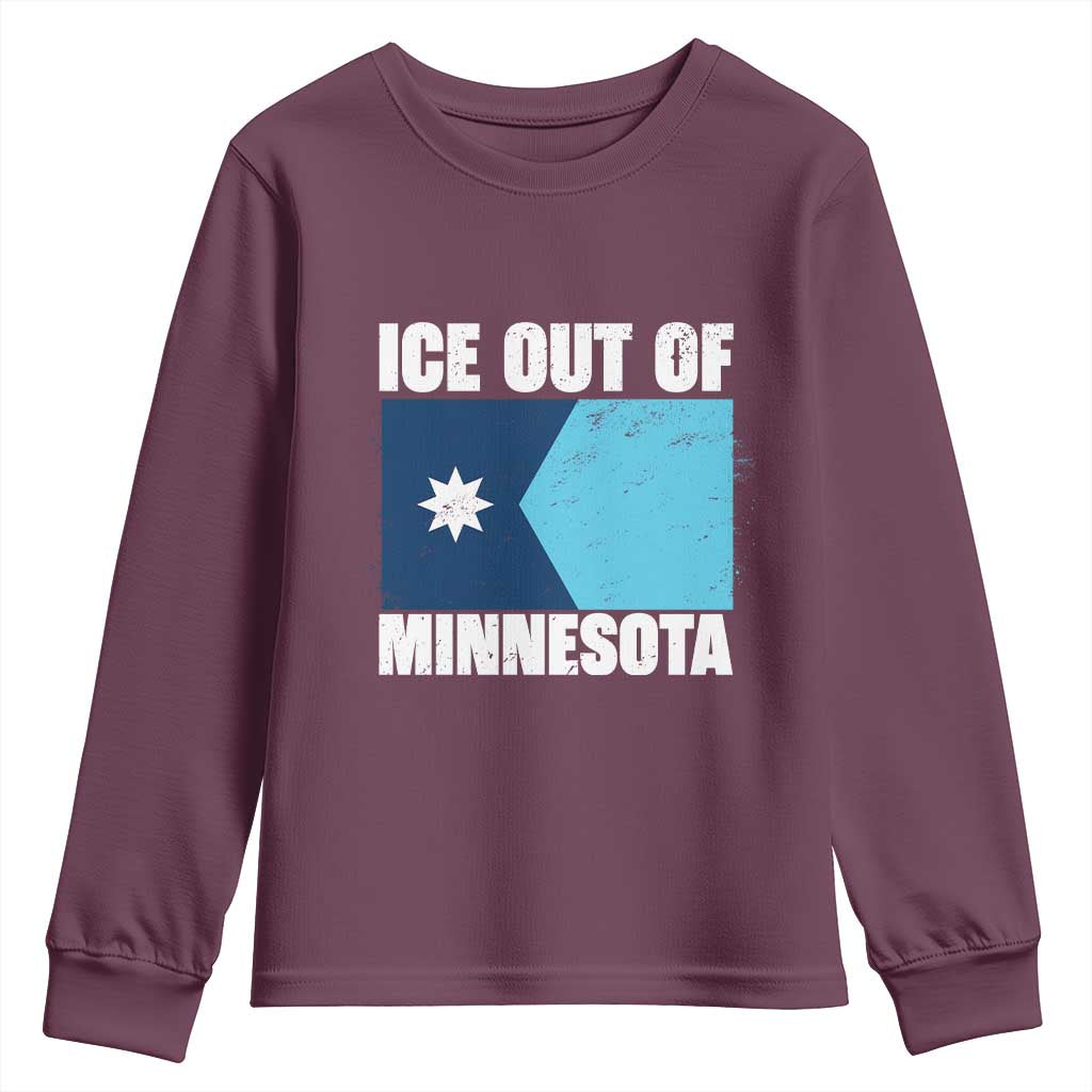 Ice Out Of Minnesota Youth Sweatshirt State Flag Minneapolis Justice and Resistance