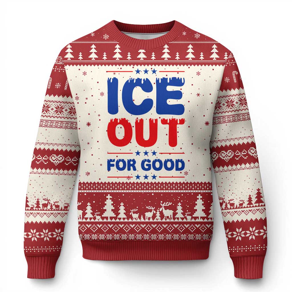 Ice Out For Good Protest Ugly Christmas Sweater Justice Against Ice Political Resistance