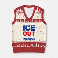 Ice Out For Good Protest V-Neck Knit Sweater Vest Justice Against Ice Political Resistance