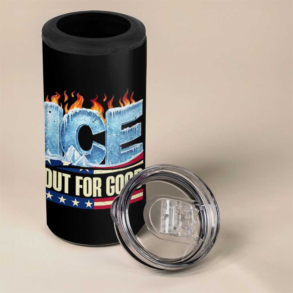 Ice Out For Good Patriotic Protest 4 in 1 Can Cooler Tumbler Patriotic Burn Ice Justice Political Resistance