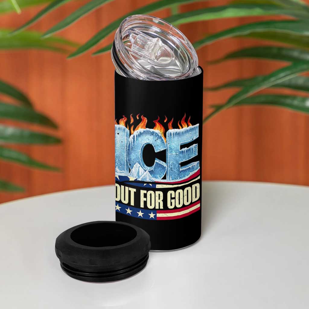 Ice Out For Good Patriotic Protest 4 in 1 Can Cooler Tumbler Patriotic Burn Ice Justice Political Resistance