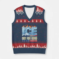Ice Out For Good Patriotic Protest V-Neck Knit Sweater Vest Patriotic Burn Ice Justice Political Resistance