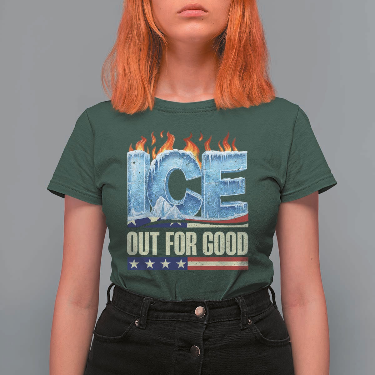 Ice Out For Good Patriotic Protest T Shirt For Women Patriotic Burn Ice Justice Political Resistance