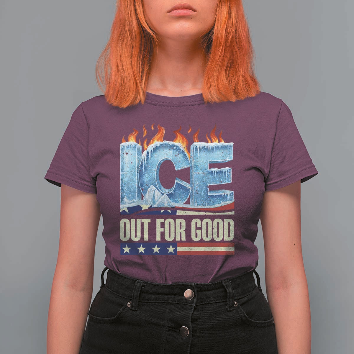 Ice Out For Good Patriotic Protest T Shirt For Women Patriotic Burn Ice Justice Political Resistance