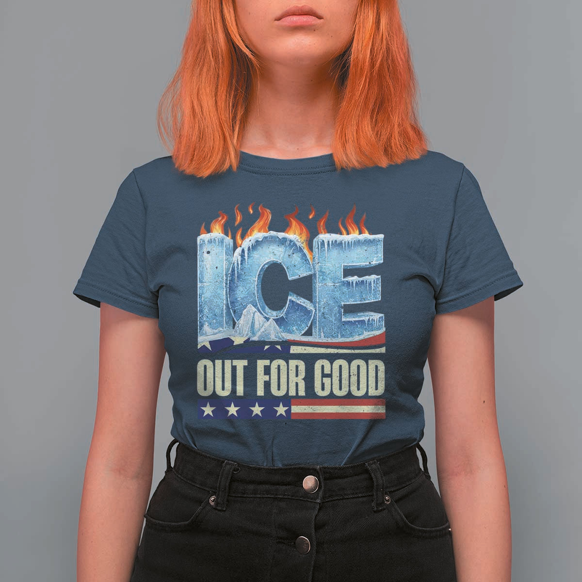 Ice Out For Good Patriotic Protest T Shirt For Women Patriotic Burn Ice Justice Political Resistance