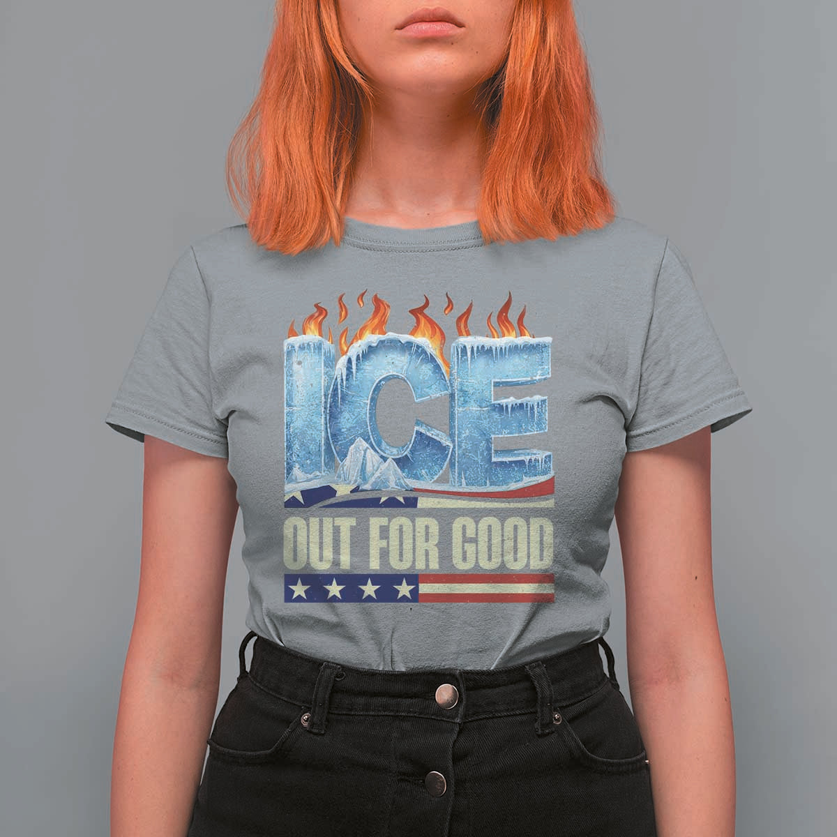 Ice Out For Good Patriotic Protest T Shirt For Women Patriotic Burn Ice Justice Political Resistance