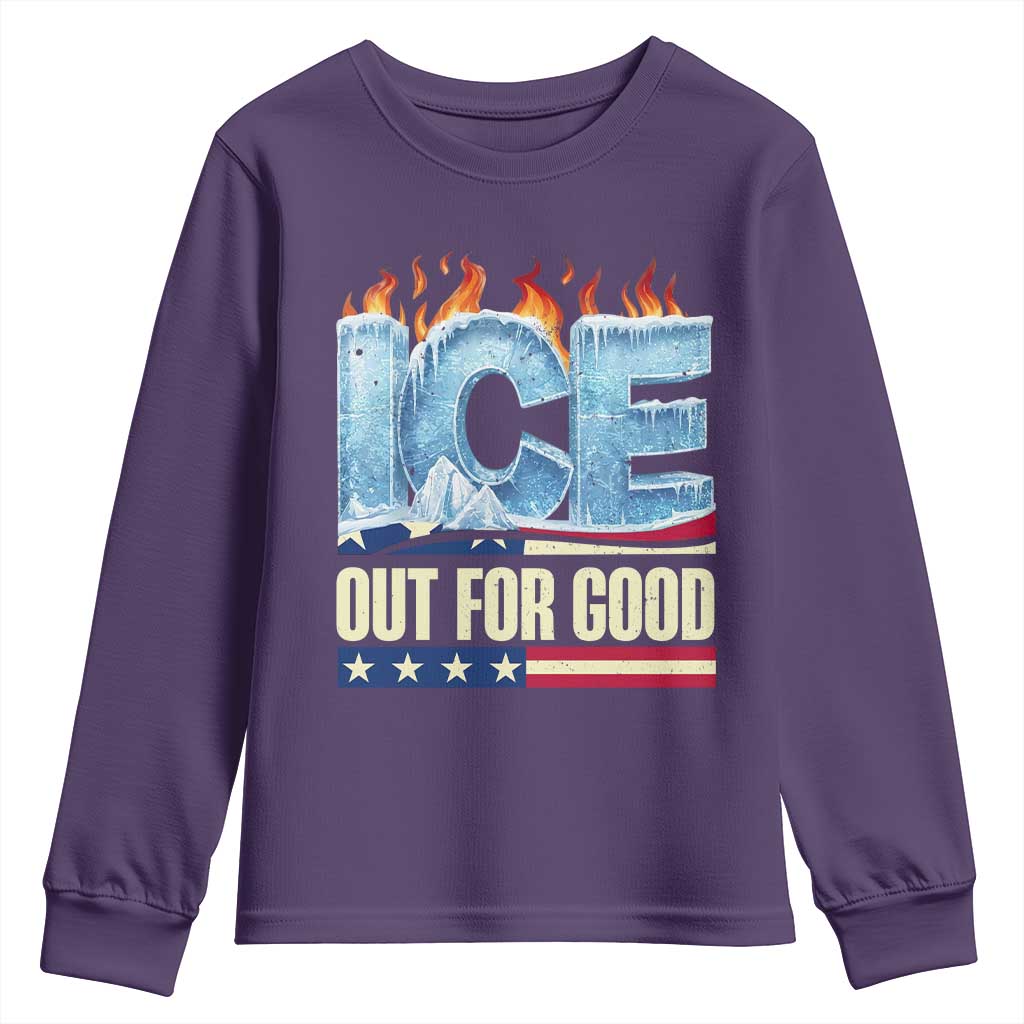 Ice Out For Good Patriotic Protest Youth Sweatshirt Patriotic Burn Ice Justice Political Resistance