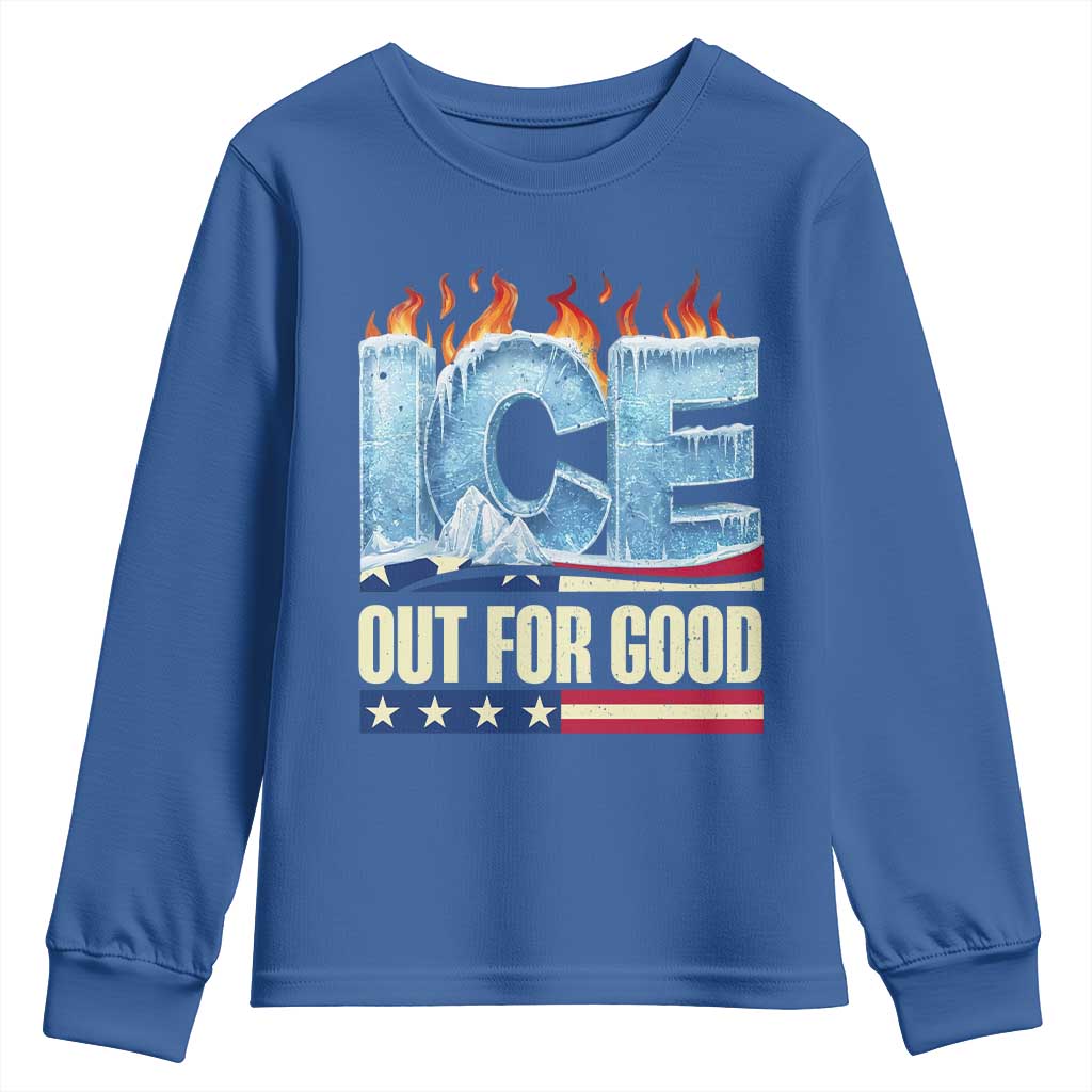Ice Out For Good Patriotic Protest Youth Sweatshirt Patriotic Burn Ice Justice Political Resistance